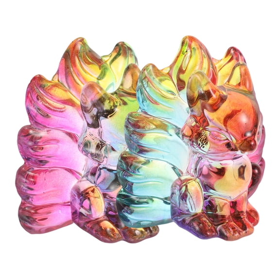 CTIRCHIU Crystal Fox Statue Nine-tailed Fox Figurine Assorted Color 2 Pcs