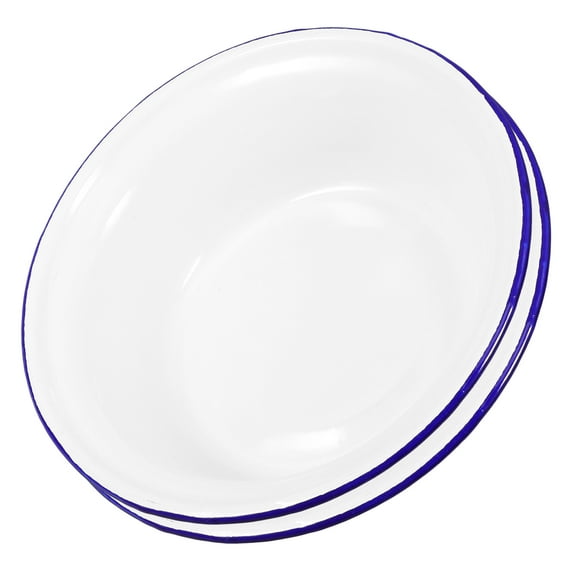 CTIRCHIU Set of 2 Enamelware Bowls, Retro Round White Soup Bowls for Kitchen, Dining, and Everyday Use