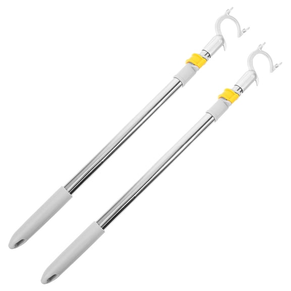 CTIRCHIU 2Pcs Extendable Stainless Steel Clothes Hook Pole for Hanging Garments and Accessories