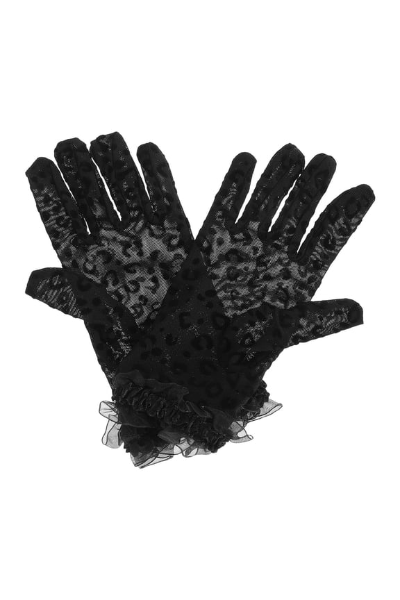 2Pcs Leopard Gloves Black Sheer Flexible for Women at Elegant Parties and Outdoor Events