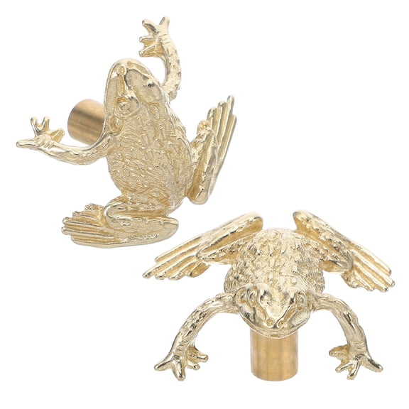 CTIRCHIU Set of 2 Polished Brass Cabinet Knobs with Toad Design, Decorative Drawer Pulls for Furniture and Cabinets