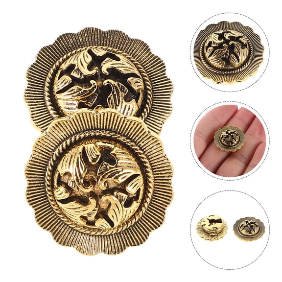 CTIRCHIU 2Pcs Vintage Button Jewelry Golden Alloy Decorative Button Accessories for Formal Occasions