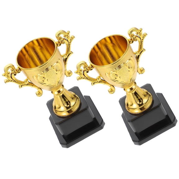 CTIRCHIU 2Pcs Golden Plastic Trophy Prop Small Lightweight Reward Trophy for Party and Cheer