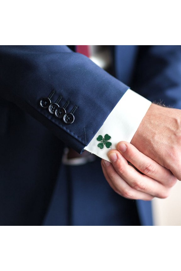 Stylish Green Alloy Cufflinks with Enamel Detailing for Men 2Pcs