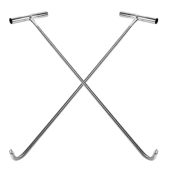 CTIRCHIU 2-Pack Stainless Steel Manhole Cover Lifting Hooks with Ergonomic Grip, Plated for Outdoor and Industrial Use