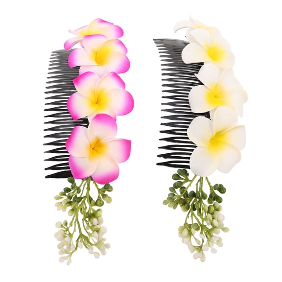 CTIRCHIU 2Pcs Multi Color Plumeria Hair Comb Lightweight Floral Hair Jewelry for Beach Wedding and Summer Events