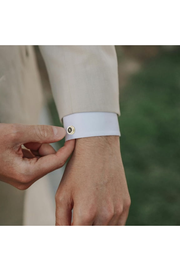 2Pcs Zinc Alloy Initial Cuff Links for Men's Tuxedo Shirt Accessories