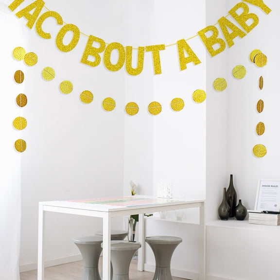 CTIRCHIU 2Pcs Party Banner with Golden Paper Bunting Flags for Carnival Theme and Photo Prop Use