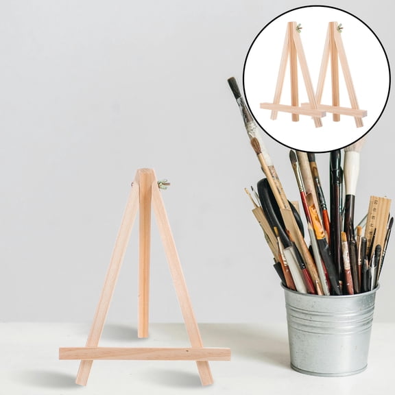 CTIRCHIU 2Pcs Portable Easels for Painting Mini Easels Light Yellow Wood Display Paintings Beginners
