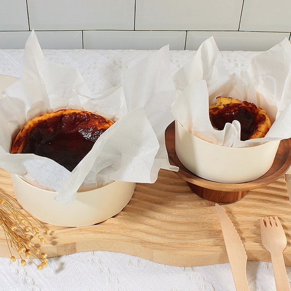 CTIRCHIU 2-Pack Round Beige Wooden Dessert Boxes for Cheesecake, Small Cakes, Perfect for Home Baking and Party Events