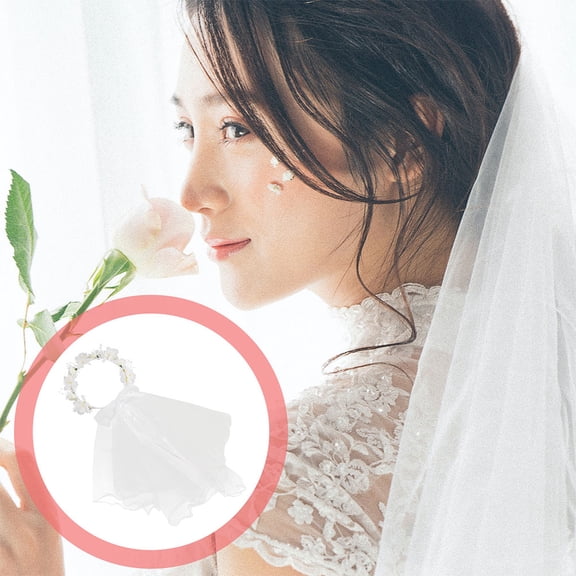 CTIRCHIU 2Pcs Secure Fit Bridal Flower Crown with Elegant Bow Veil Headband for Wedding Use