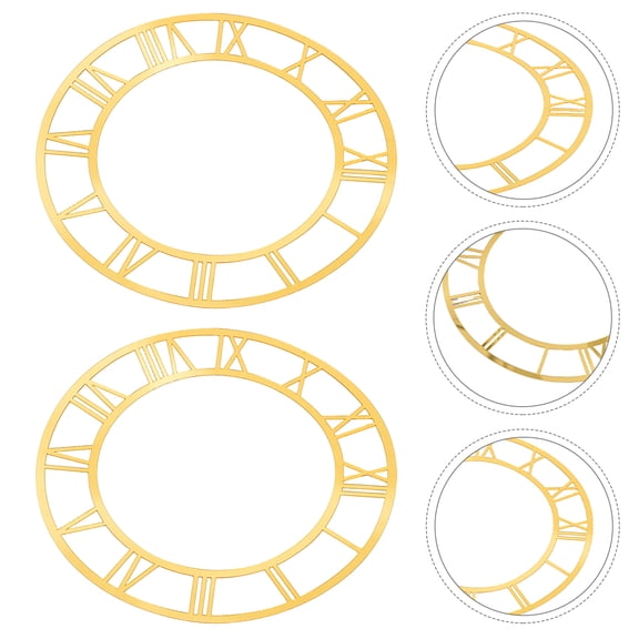 CTIRCHIU 2 Pcs Roman Numeral Wall Clock Dial Face Acrylic Golden Mirror Stickers