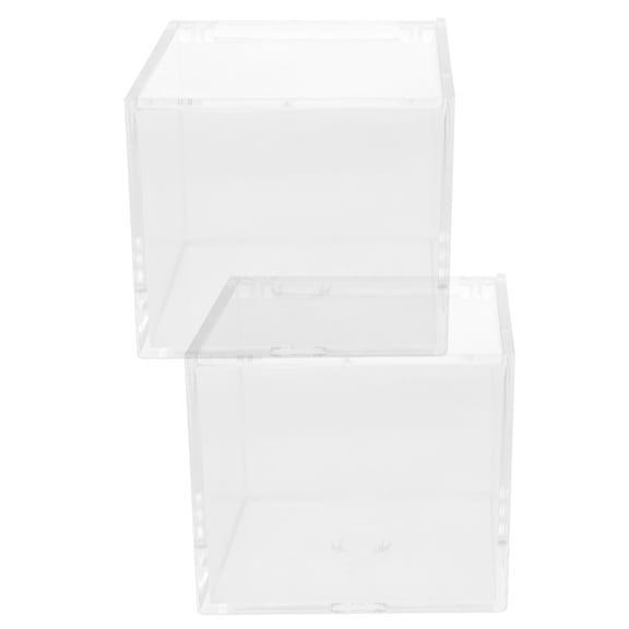 CTIRCHIU Set of 2 Small Acrylic Display Boxes for Figurines, Models, and Trinkets Showcase