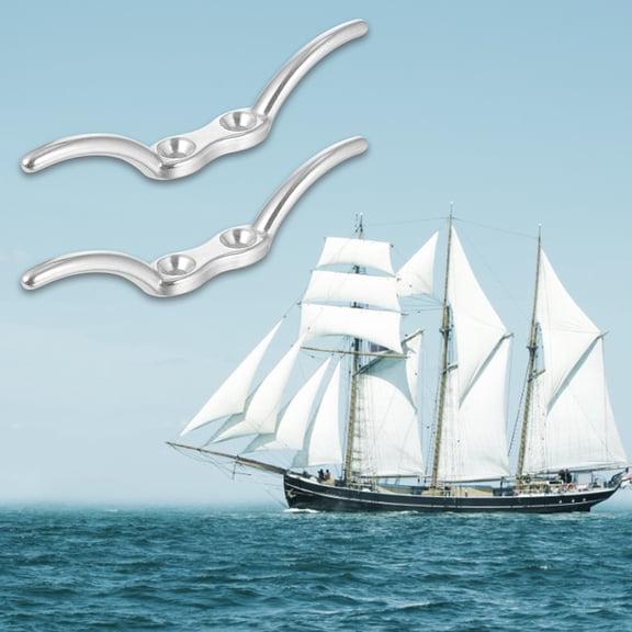 CTIRCHIU 2Pcs Stainless Steel Rope Cleats Plated Silver Boat Accessories with Screws for Dock and Garage