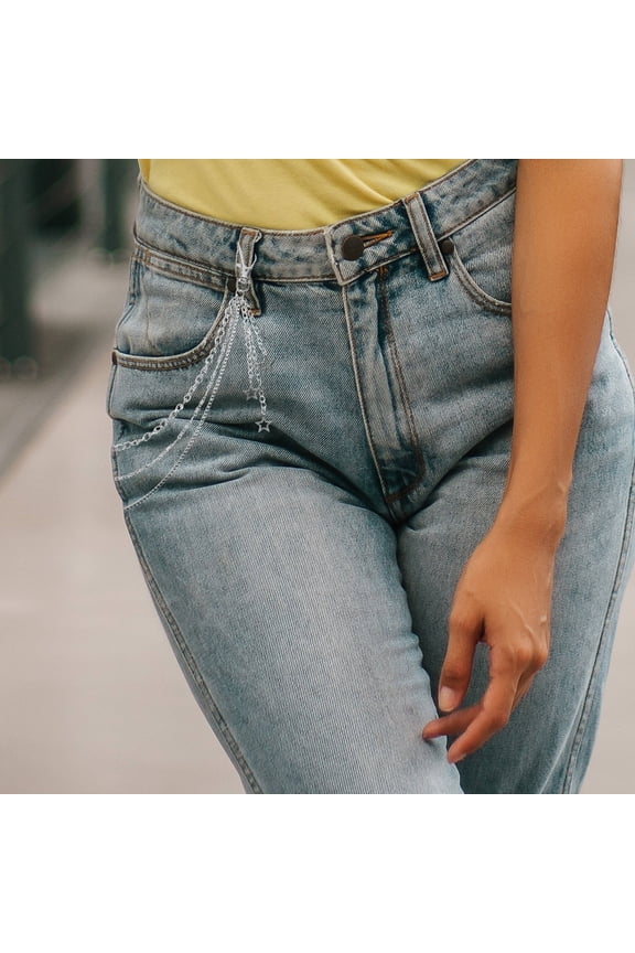 2Pcs Star Waist Chain Belt Metal Adjustable Punk Style for Jeans Jackets