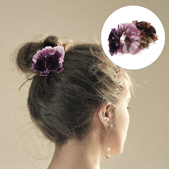 CTIRCHIU 2Pcs Stylish Rose Flower Hair Scrunchies Soft Elastic Hair Accessories for Wedding