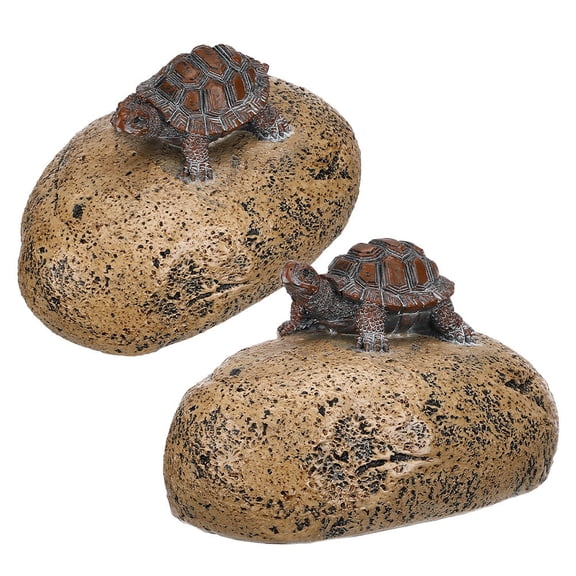 CTIRCHIU 2-Pack Turtle-Shaped Outdoor Resin Stone Key Boxes, Hidden Fake Rock Key Holders for Secure and Discreet Storage