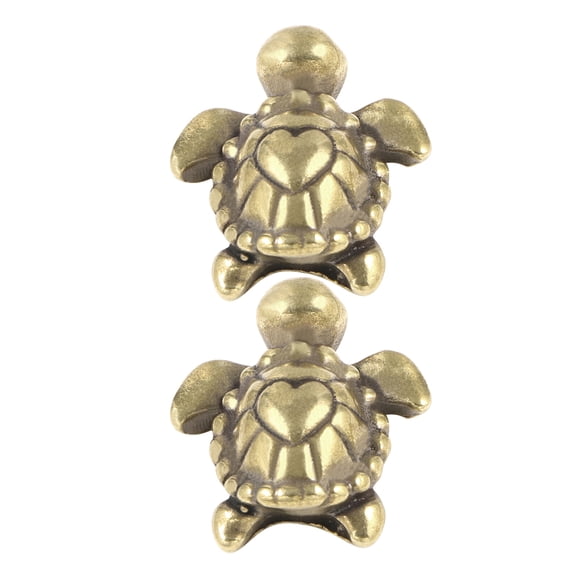 CTIRCHIU 2Pcs Vintage Golden Brass Turtle Sculptures Symbolic Heart Design  Shui Desk Decor