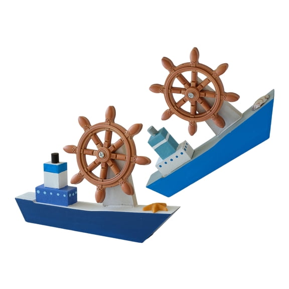 CTIRCHIU 2Pcs Vintage Style Wooden Sailboat Model Assorted Colors Ocean Theme Party Decor