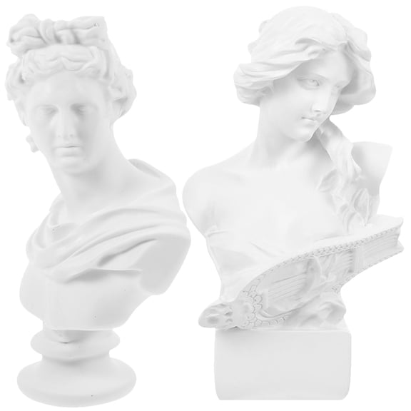 CTIRCHIU 2Pcs White Resin Sculpture Bust Statue Unique Home Table Decor Decoration