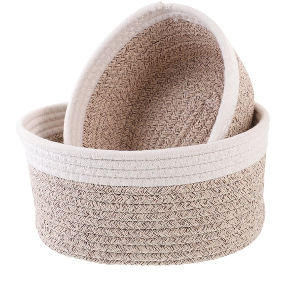 CTIRCHIU Set of 2 Cotton Rope Storage Baskets, Multifunctional Woven Desktop Organizers for Home and Office