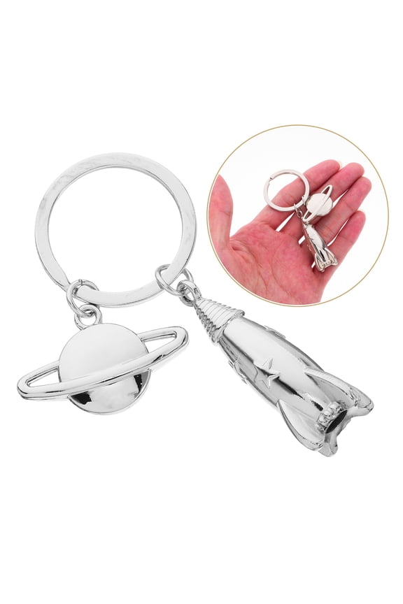 2Pcs Zinc Alloy Key Chain Planet Pendant Decorative Space Key Ring for Belt Bags Car Keys