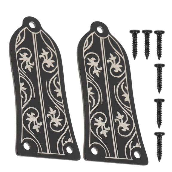CTIRCHIU 2Set Detachable Black Metal Guitar Truss Rod Cover Plate for Electric and Bass Guitar Replacement