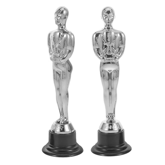 CTIRCHIU 2pcs Winners Trophy Plastic Silver Electroplated Finish For Families Celebration Decorative Prop