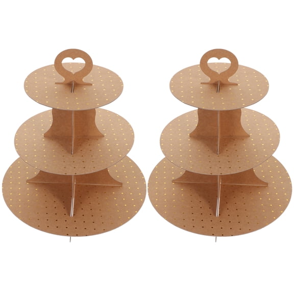 CTIRCHIU 2Pcs Multi Tire Brown Paper Cake Display Rack for Wedding Macaron and Cupcake Holder