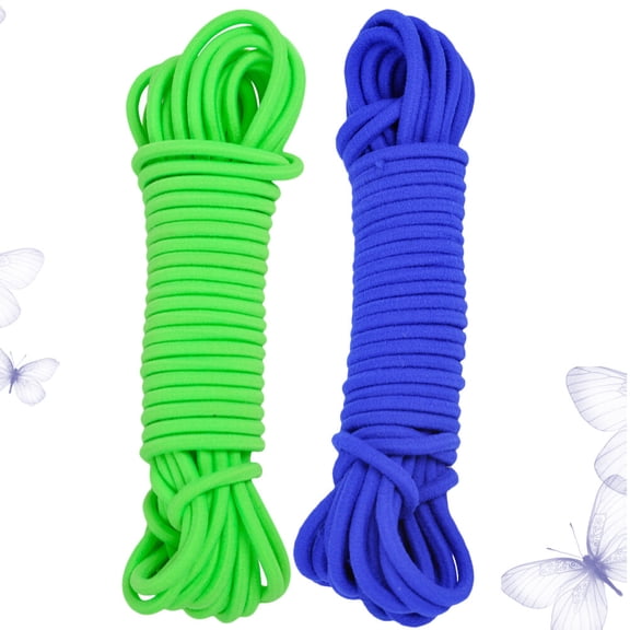 CTIRCHIU 2pcs Elastic Jump Bands in Green and Blue for Outdoor School Activities and Exercise
