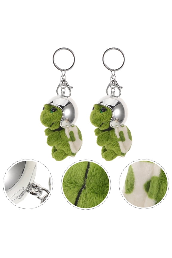 2-Pack Turtle Plush Keychain Soft Fabric Pendant for Backpack, Car Keys, Decorative Charm Accessory