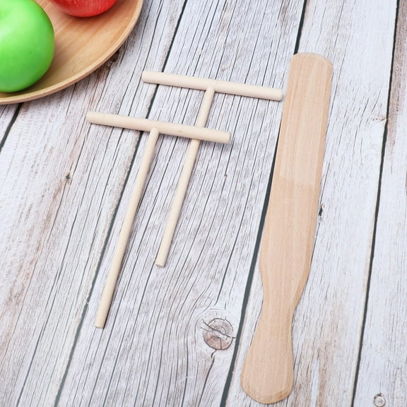 CTIRCHIU 3 Pcs Wood Turner Spatula Light Yellow for Crepe Making Professional Chefs