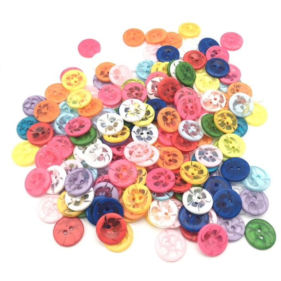 CTIRCHIU Sewing Material Buttons Translucent Flower Two Holes Assorted Color 300Pcs