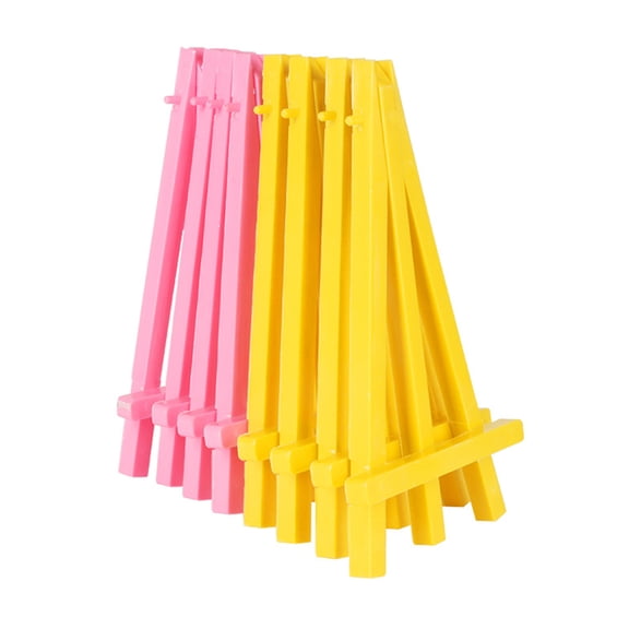 CTIRCHIU 30Pcs Triangle Frame Easel in Yellow Plastic for Tabletop Display of Photos and Paintings