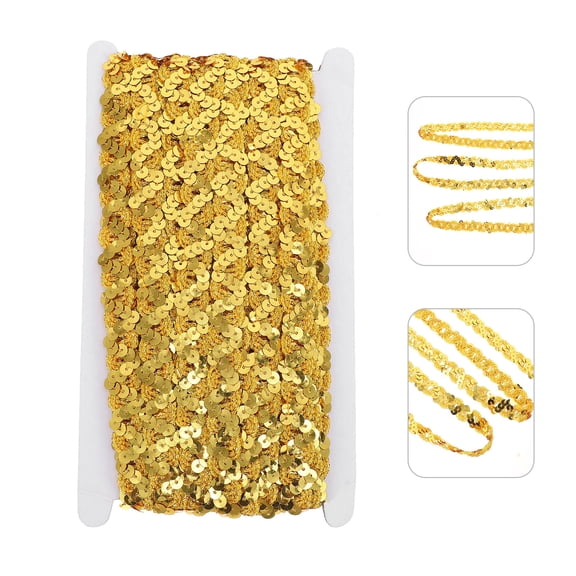 CTIRCHIU 36 Pieces Golden Sequin Braid Trim Roll for Crafts and Clothing Decoration
