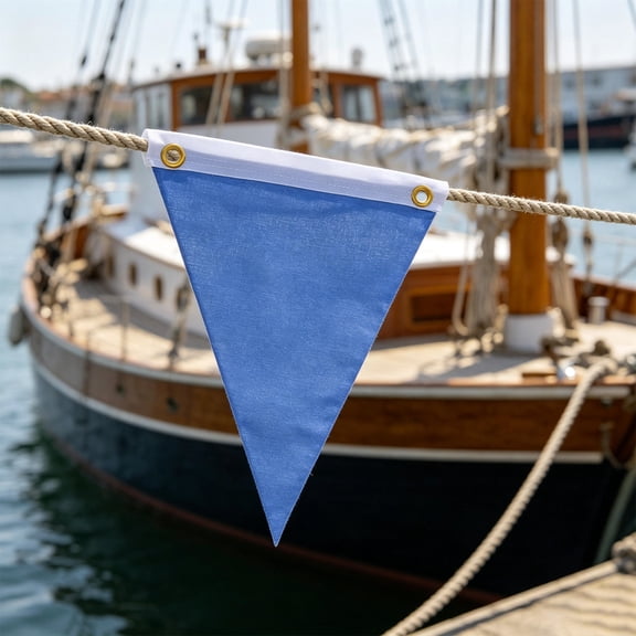 CTIRCHIU 3Pcs Blue Boat Triangle Safety Pennant Flag Polyester Marine Signal Flag with Grommets