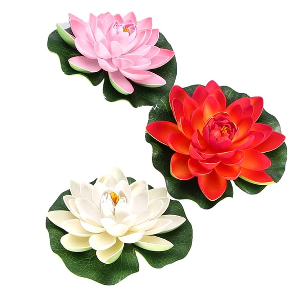 CTIRCHIU 3Pcs Decorative Lotus Artificial Flower Floating Fish Tank Props in Assorted Color