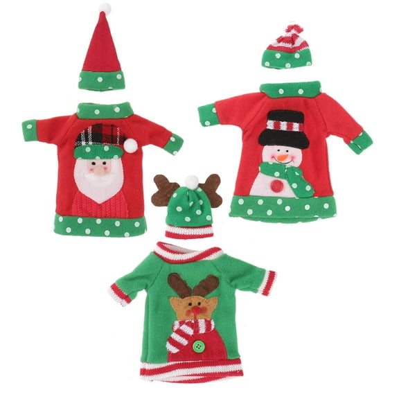 CTIRCHIU 3Pcs Holiday Decorations Bottle Sweater Assorted Color Sweater Shape For Christmas Party And New Year Party