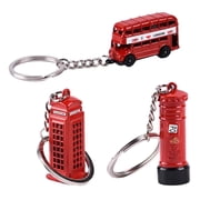 CTIRCHIU 3Pcs London Souvenirs Key Ring with Ring Rustproof Durable Material for Decorative Use