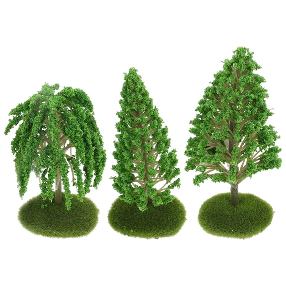 CTIRCHIU 3-Pack Miniature Tree Models with Green Flocking for Decor and Crafting Projects