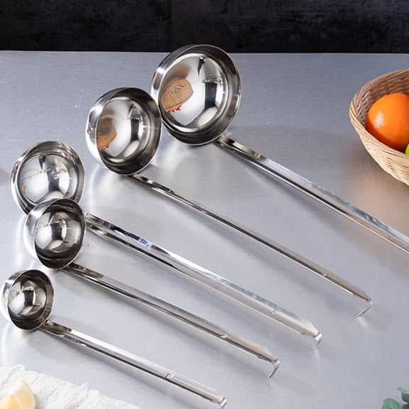 CTIRCHIU 3-Piece Stainless Steel Kitchen Spoons Set with Hooks, Ergonomic Handles for Cooking and Serving