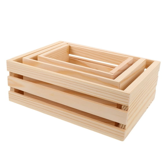 CTIRCHIU 3Pcs Wooden Rustic Nesting Crates Wooden Farmhouse Treasure Box For Organizing