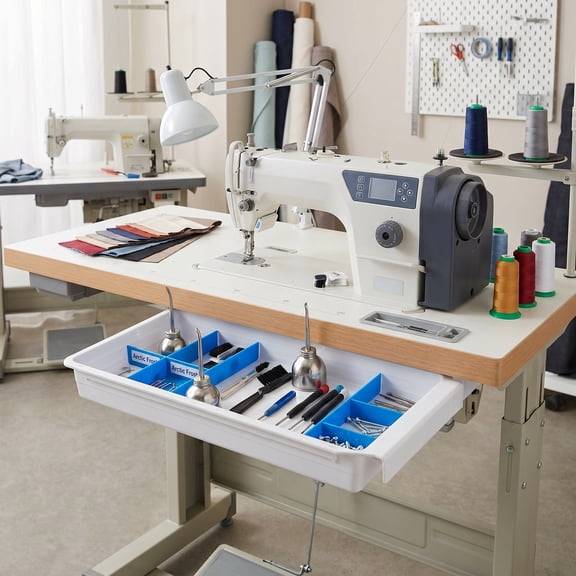 CTIRCHIU White Plastic Sewing Machine Case, Smooth Glide, Accessory Storage Organizer