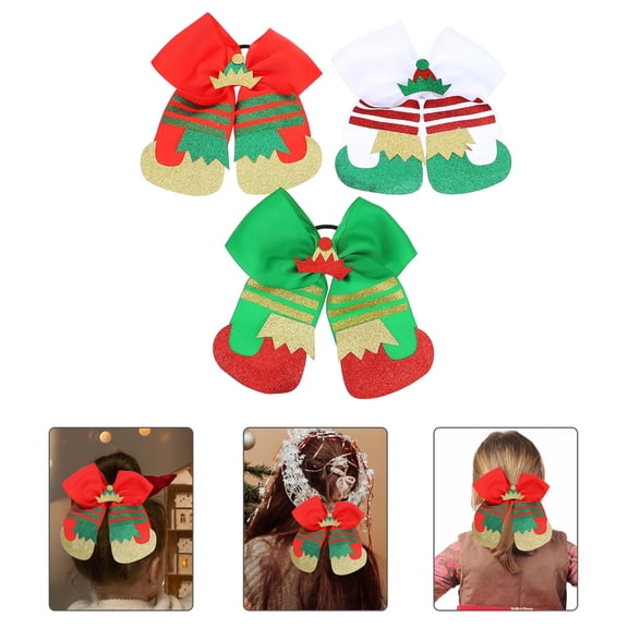 CTIRCHIU 3pcs Bowknot Scrunchies Fabric Hair Bands for Kids Everyday Use Holiday Events