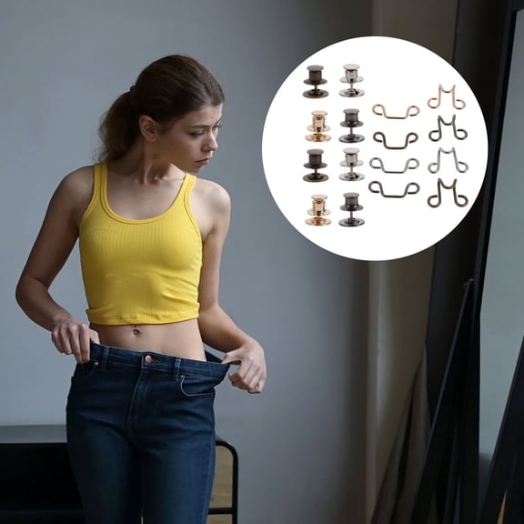 CTIRCHIU 4 Sets Adjustable Waist Extender Buttons for Jeans Versatile Waist Adjusters and Nail Buckles DIY Accessories