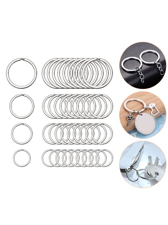 40 Pcs Plated Flat Metal Key , Split Keychain Connectors for Key Holders, Crafts, Projects