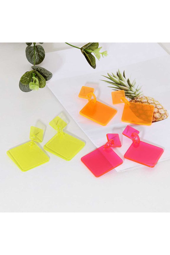 4Pairs Fashion Earrings Acrylic Geometric Dangler Assorted Colors for Work and Parties