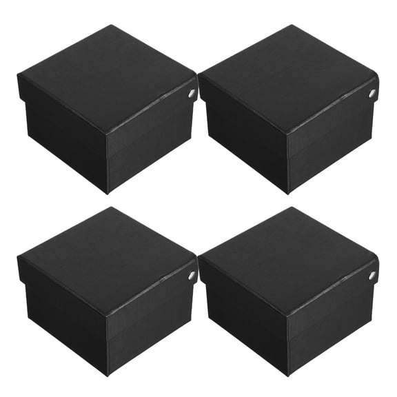 CTIRCHIU 4Pcs Black Paper Shipping Boxes for Small Business Necktie Packing Case with Flip Lid