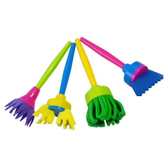CTIRCHIU 4Pcs Creative Painting Tool Sponge Brush with Handle for Drawing and Pattern Creation