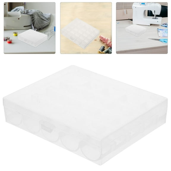 CTIRCHIU 4Pcs Transparent Plastic Thread Organizer Box with Grid for Tanglefree Storage